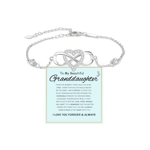 LIU JUN To My Granddaughter - Infinity Forever Love Heart Bracelet, You Are Always In Mine From Grandma Cubic Zirconia Adjustable inspirational Gift Jewelry
