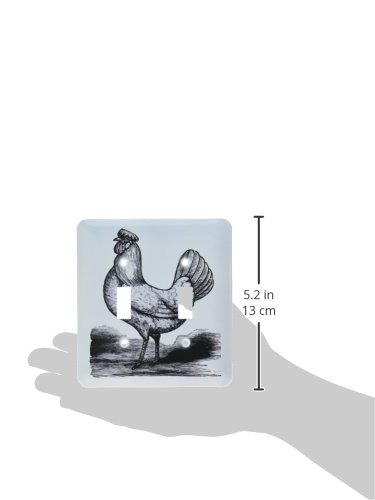 Interrupteur à bascule double avec impression de poulet noir et blanc multicolore - 3