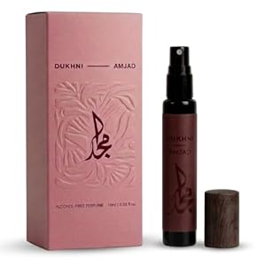 Dukhni Amjad 10ml Mini Perfume Arabes | Long Lasting Unisex Perfume Spray | Alcohol-Free Eau de Parfum | Rich Fruity Musk Fragrance | Travel Size, Long Lasting Perfume | Muslim Gifts for Men & Women