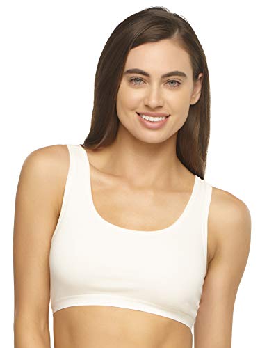 Felina Organic Cotton Stretch Bralette (Cloud, Medium) | Wireless, Sustainable