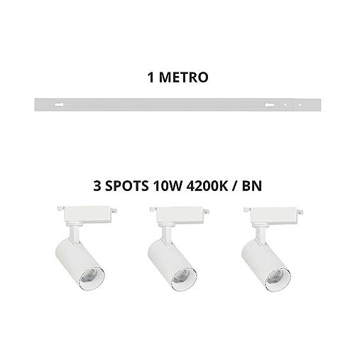 Kit Trilho Eletrificado com Spots Brancos e Lâmpada LED 10W - 2, 3, 4, 6 ou 8 Spots com Temperaturas