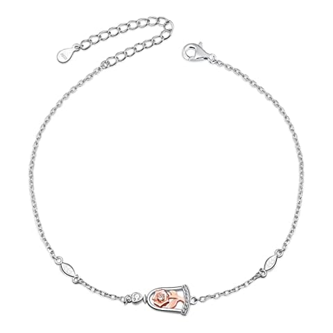 JXJL Friendship Bracelets for Women - 925 Sterling Silver Rose Flower Bracelet Jewelry Birthday Xmas Gifts for Wife Mom Daughter (8) Cover