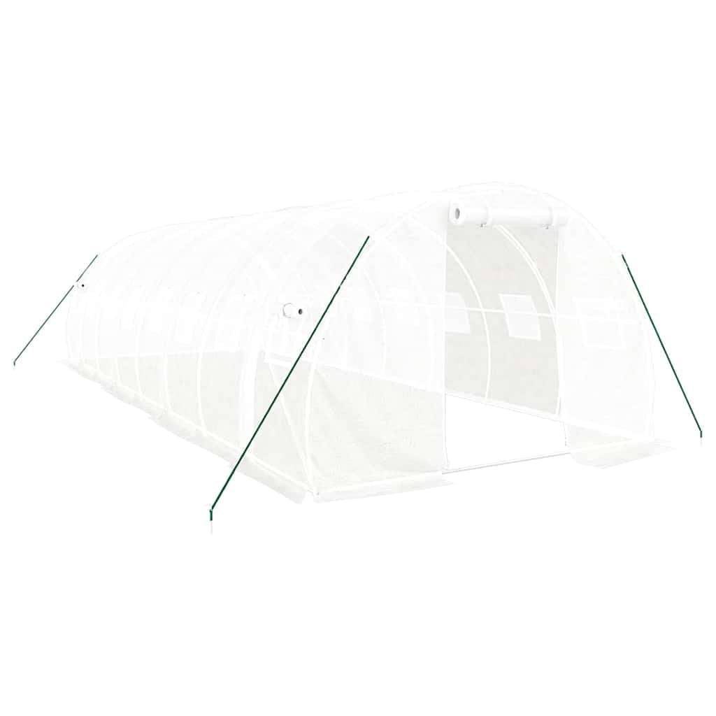 vidaXL Invernadero con Estructura de Acero, Invernáculo con Ventanas Puerta, Túnel de Cultivo, Vivero para Plantas, Blanco 24 m² 8x3x2 m