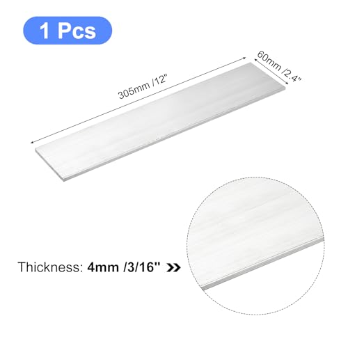 Image of uxcell Square Aluminum Flat Bar, 3 /16 inch Thick 2.4 inch Width 12 inch Length Square Aluminum Bar 6061 Aluminum Flat Plate, 4 x 60 x 305mm T6511 Solid New Mill Stock for Industrial Building