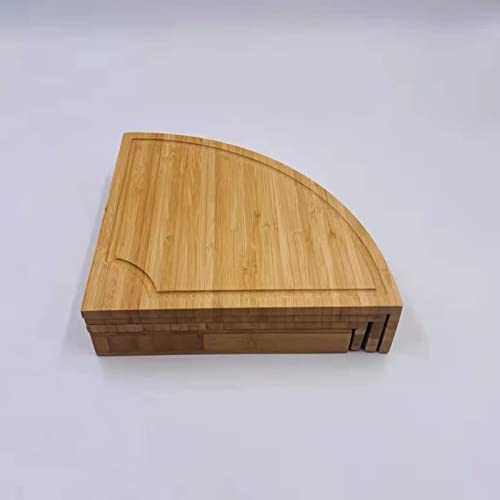 Tyenaza Käsebrett, Bambus-Charcuterie-Brett, Käseteller-Brett Mit 2 Messern, Verdecktem Fach, Brot, Obst, Snack-Serviertablett