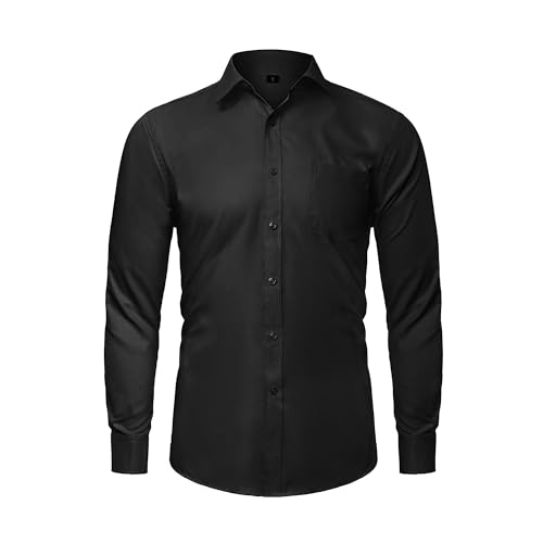 LUPURTY Mens Shirts Long Sleeve Regular Fit for Wedding Prom Business Casual Button Up Dress Shirt for Men