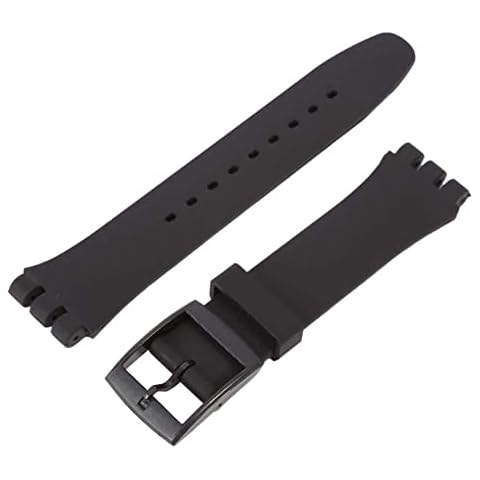 Silicone Watch Band Replacement Strap 17mm/19mm/20mm with Quick Release Buckle Clasp for Swatch by Wingbind (black, 19mm) Cover