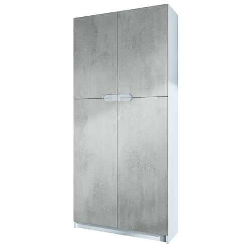 Vladon Meuble Rangement Bureau Logan V1, Armoire de Bureau Haute avec 5 Compartiments et 4 Portes,...