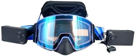 Wynthorix Heated Goggles Snowmobile Anti-Fog Magnetic Interchangeable Frameless 100% UV Lens OTG Electric Ski Goggle Men Rechargeable Battery Snowboard (Vlt 58% Clear Lens with Ice Blue)