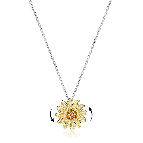 LOLIAS S925 Collana Girasole Argento Sterling per Donne Ragazze...