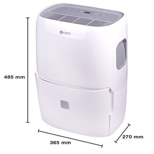 Image of Koryo Dehumidifier 25L /day Moisture Removal 400 Watts 3-in-1 Dehumidifier, Air Purifier and Clothes Dryer (KDE25SI, White)