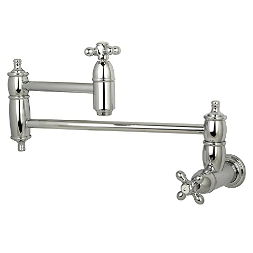 Kingston Brass KS3101AX Pot Filler, Metal Cross Handle, Polished Chrome, 8-1/8-Inch Spout Height