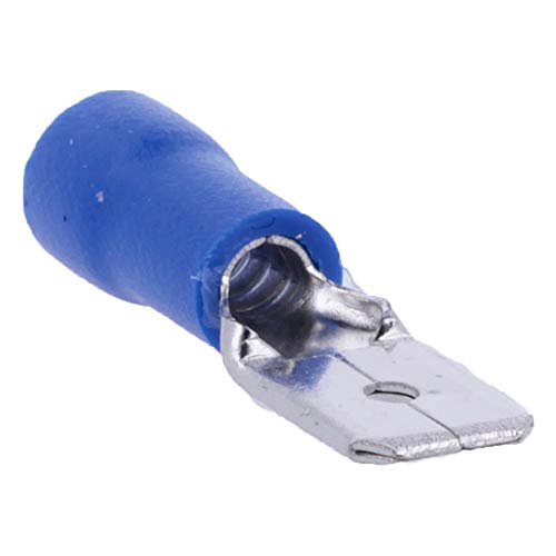 REY Pack de 100 Unidades de Terminales Tipo Faston Macho (16-14 AWG), Aislante Color Azul, Sección Cable 1-2,5 mm2