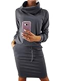 ❤️Damen Rollkragen Minikleid, damen pullover, weihnachtspullover, sweatshirt kleid, loses langärmliges großes rundes Ansatz, Herbst kleid breiter Standplatzkragen kann Ihren Ansatz in der kalten Herbst und Wintersaison schützen. Dieses süße und trendige Basic-Kleid ist ein absolutes Muss!