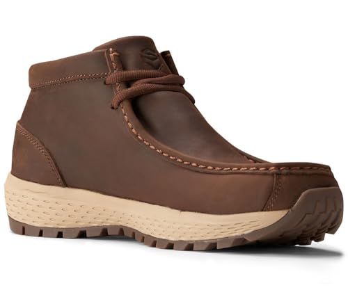 Image of SUREWAY Men's Chukka Boots,Fashion and Comfort Driving Shoes,Lightweight Durability Leather Moc Toe Work Boots