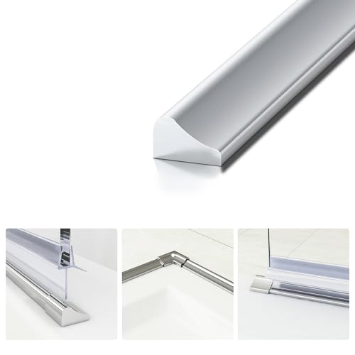 Schwallschutzleiste duschwasserstop 2x95 cm Aluminium für Duschdichtung Duschwand Ersatzdichtung Badewanne Wasserabweiser Duschkabine duschdichtung Schwallschutz