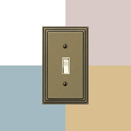 Amerelle Steps Single Duplex Cast Metal Wallplate In Rustic Brass Cast #TOP6