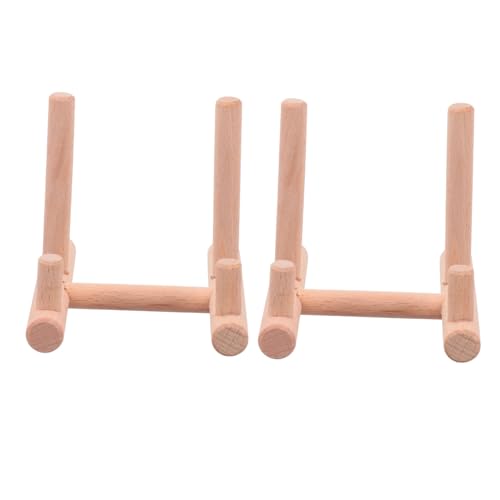 Ciieeo 2Pcs Wooden Tea Cakes Display Racks Desktop Plate Dish Storage Racks for Organizing Kitchenware for Showcasing Tea Cakes and Plates