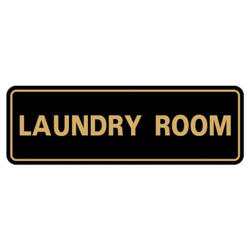 All Quality Standard Laundry Room Wall or Door Sign - Durable Signage | Ideal for Managed Properties, Hospitality Industry & Shared Laundry Facilities - Black/Gold - Small (2 Pack)