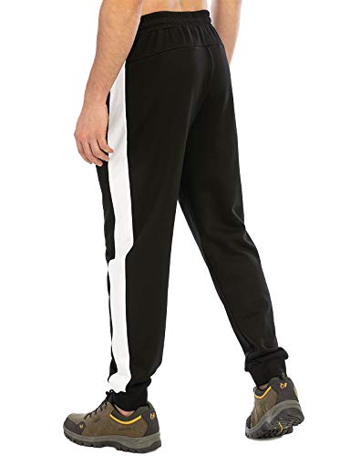 Bohuma Calça de moletom masculina casual para treino, corrida, moletom com bolsos com zíper, Black W