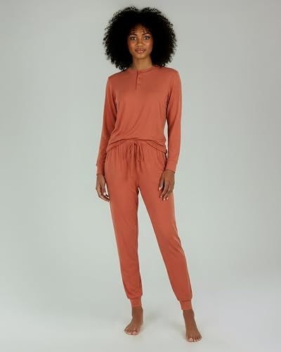 Image of Real Essentials 2 Pack: Women's Soft Long Sleeve Sleep Set - Comfortable Lounge Pull Over Hoodie and Henley Jogger