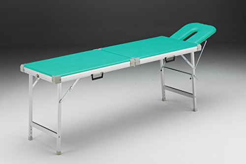 Alu-Kofferliege 56 x 210 cm inkl. Kopfteil m i t Nasenschlitz Farbe türkis Cover