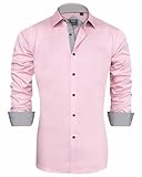 J.VER Men's Casual Long Sleeve Stretch Dress Shirt Wrinkle-Free Regular Fit Button Down Shirts Pink