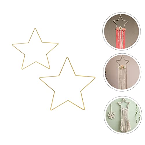 Aro de estrella de hierro dorado EXCEART, 2 piezas de base estable para centros de mesa macramé 7