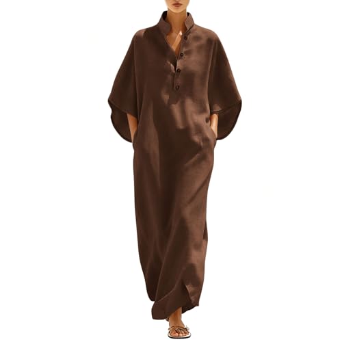 Robe longue femme ete coton lin fluide anti-chaleur chic et elegant