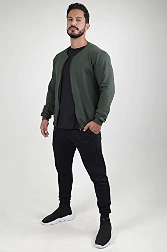 Jaqueta Bomber Masculina Swag Ziper Moleton (Verde escuro, XGG)