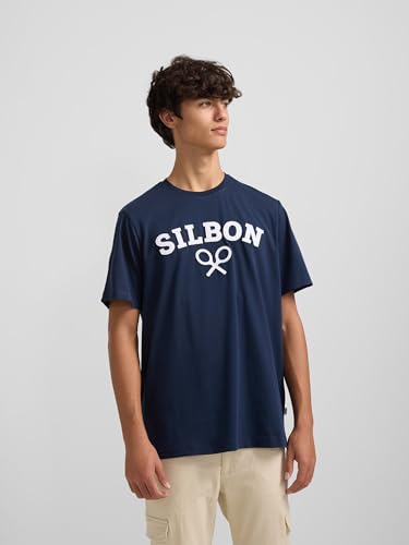 Silbon Para Hombre. 124612 Camiseta Raqueta Media Marino (Xl), Casual, AlgodóN, Manga Corta - 2