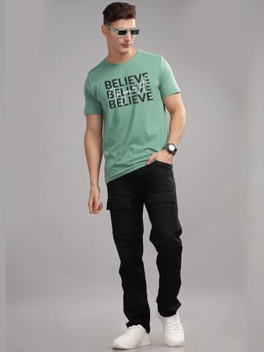 Image of ADRO 100% Cotton Lycra Tshirts for Men Combo Pack of 3 | Regular Fit | Printed T Shirt | Round Neck Half Sleeve| Mens Tshirts