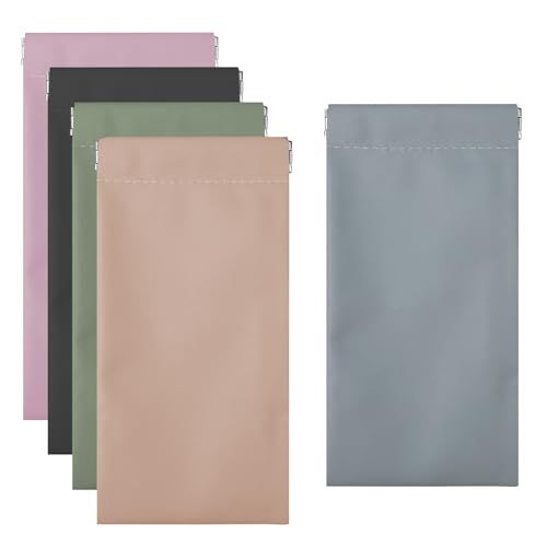 Newpop Custodia Occhiali(5Pcs), Custodie Borsa Morbido in Pelle, Portaocchiali Morbida, da Vista, da Viaggio, Antigraffio e Portatile, Borsa Porta Occhiali per Protezione e Conservazione