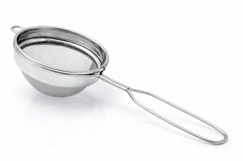 Image of Stainless Steel Tea Strainer 8.5 cm Double Mesh Chalani - Heavy Duty Fine Mesh Tea Filter for Kitchen, Rust Resistant, Easy Clean Tea Siever for Daily Use