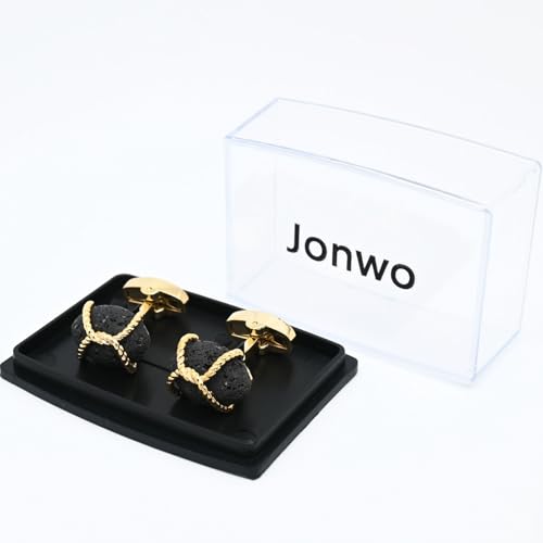 Mancuernillas de piedra lava negra para hombre y mujer miniatura 5