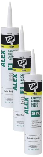 DAP Alex Painter's Acrylic Latex Caulk, White, 10.1 Oz (7079818670) (Pack of 3)
