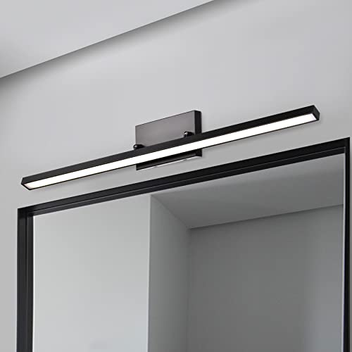 Image of 34-Inch Black Modern Adjustable Vanity Light, LED Bathroom Light Fixtures, Vertical or Horizontal Wall Sconce, 23W 3000K 4000K 5000K Switchable 90CRI Over Mirror Rotatable Bath Bar