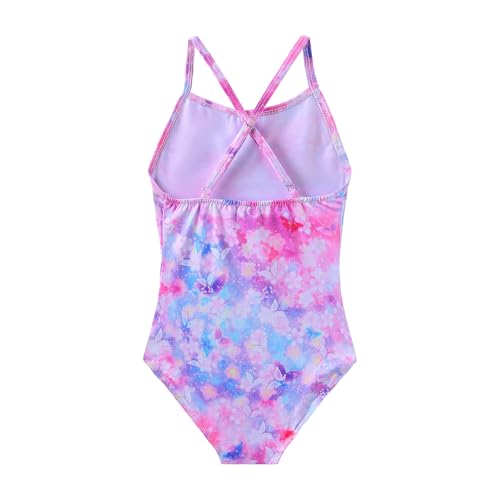 Image of iLover Girls Sparkle One Piece Swimsuits Crossback Swimwear Beach Bathing Suit with Adjustable Strap 4-10 Years
