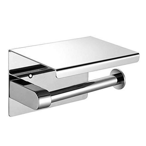 BGL トイレットペーパーホルダー - ステンレススチール トイレットペーパーロールホルダー 棚付き 壁掛け バスルーム用 (シルバー 、シングルヘッド)