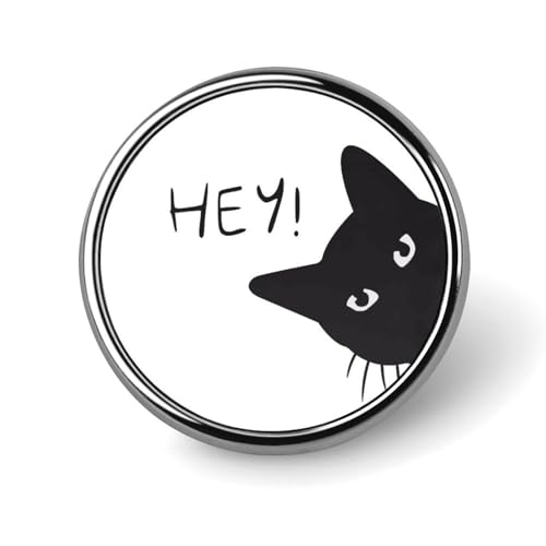 バッジ 円形 黒猫 ねこ 猫柄 ピンバッジ ネクタイピン アクセサリー バッジピン バッグ飾り 合金製 おしゃれ 軽量 紛失防止 人気 丸型 かわいい メンズ レディース 贈り物