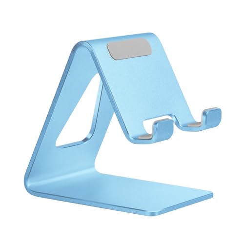 Image of Aoviho Cell Phone Stand for Desk, Aluminum Phone Holder, Sky Blue | Built to Last, Hands-Free Viewing, Fits iPhone 17 /16 /15 Series & Samsung Galaxy, Ideal for Home & Office