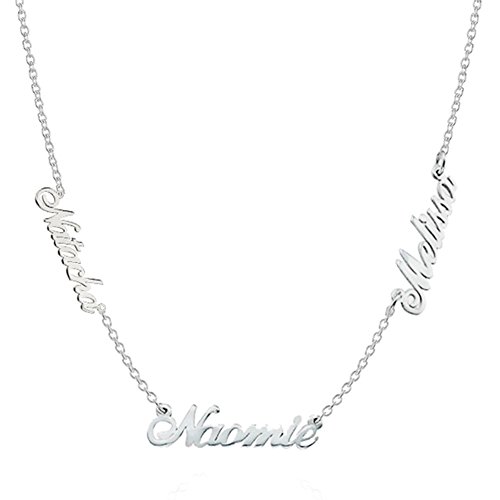 Personalized 925 Sterling Silver Multiple Name Necklace Pendants Custom Made with 3 Names
