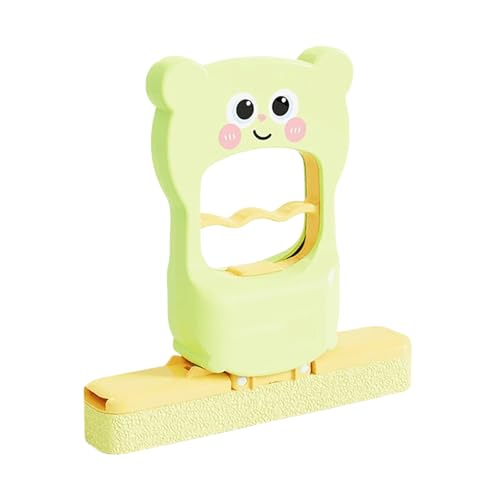 Minipregona de mano con diseño de gato lindo y absorbente de manos, plegable, para espacios pequeños, portátil, autolavable, de microfibra, para escritorio, pared (verde claro, 15 x 15 x 4 cm)