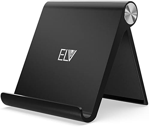 ELV Foldable, Portable, Tablet/Phone Stand. Compatible Phone Holder for iPhone, Android, Samsung, Oneplus, Xiaomi, Oppo, Vivo, Asus. Perfect for Bed,Office, Home,Gift and Desktop (Black) Tabletop