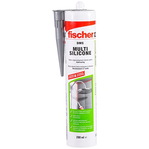 fischer 40385 Multipurpose Silicone Sealant, Kitchen & Bathroom, Transparent, 280ml