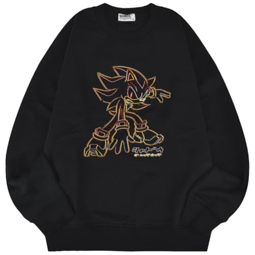 Image of Yoshidayu Sonic The Hedgehog Sweatshirt, Long Sleeve, Sega Game, Shadow, Fleece Lined, Black, M