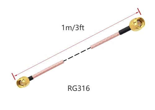 Vecys SMA Antenna Extension Cable SMA Male to Male Pigtail Cable WLAN Antenna Cable RG316 3ft/1M for WiFi Wireless Network 2G 3G 4G Antenna Router GSM Bluetooth WLAN LAN - Image 3
