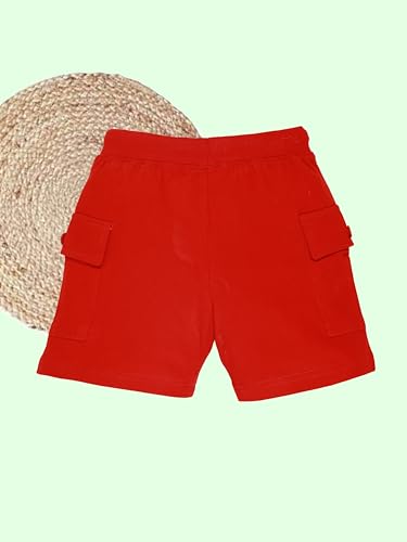 Image of KiddoPanti Boys 100% Cotton Knitted Above Knee Length Basic Cargo Shorts