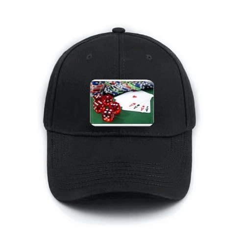 Casquette poker dice gambling photo noire classique et ajustable en coton