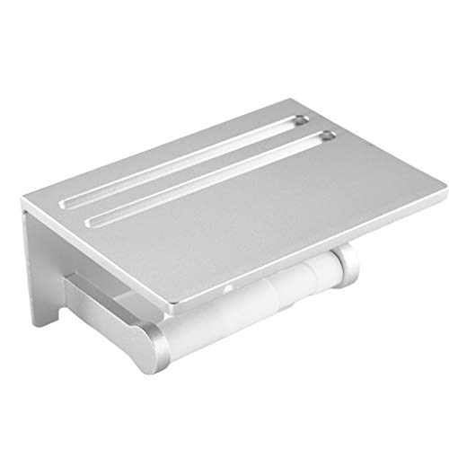 Toilettenpapierhalter Punch Freie Wand befestigte Raum-Aluminium Badezimmer Papierhalter mit Telefon-Regal Toilettenpapierhalter